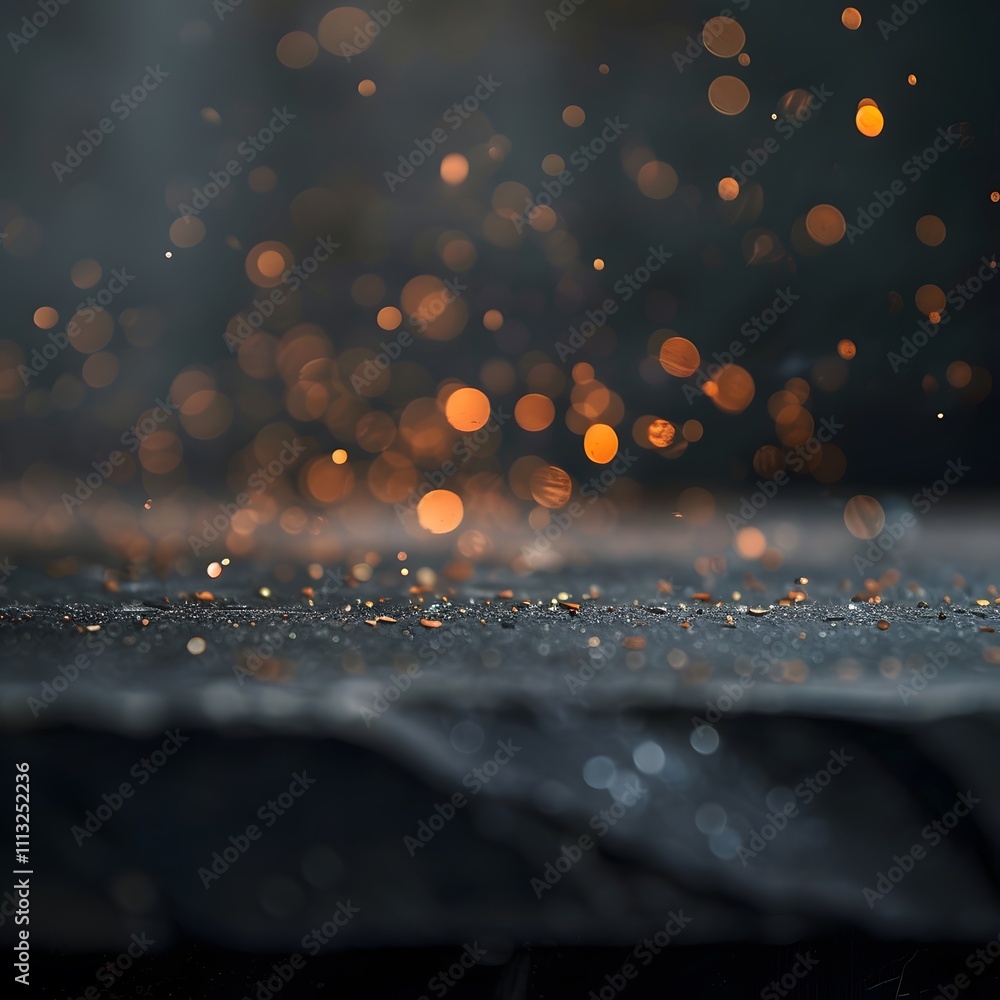 Poster a close-up of glowing sparks against a dark background, creating a dynamic, atmospheric effect.