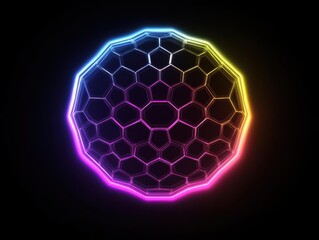Neon Hexagon Sphere: Futuristic Abstract Design with Vibrant Colors