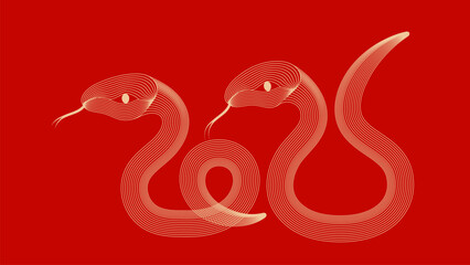 Red festive Year of the snake vector illustration background