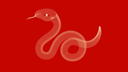 Obraz premium Red festive Year of the snake vector illustration background