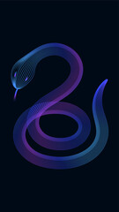 Blue purple gradient snake New Year vector illustration background