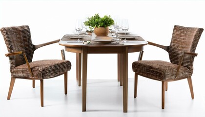 Dinning furniture set chair table room on isolated white background