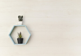  a beautiful shelf on the wall with flowers. mock up