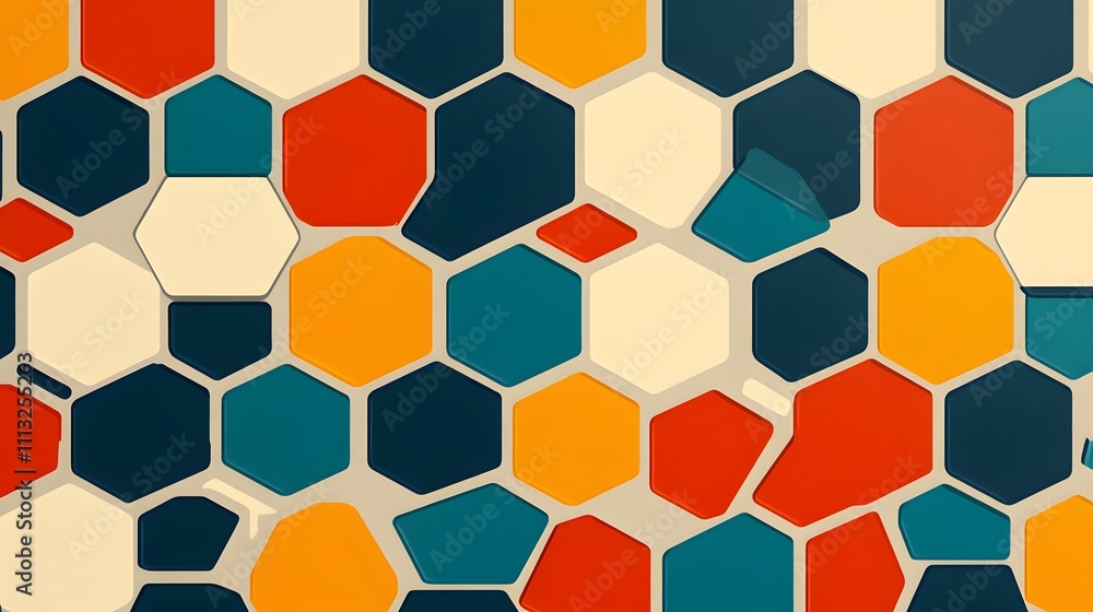Poster abstract hexagon pattern colorful geometric design