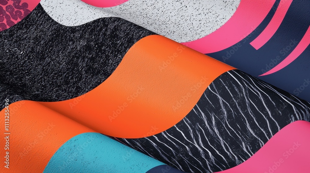 Poster vibrant graphic mockup with sharp details and creative patterns in bold colors and textures