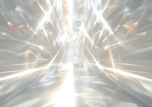 White Light Rays Crystal Prism Glow Luminescent Reflections High Resolution Glass Texture Hyper-realistic Volumetric
