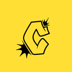 Letter C graffiti on yellow background