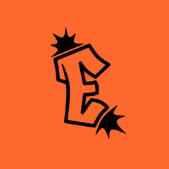 Letter E graffiti on orange background