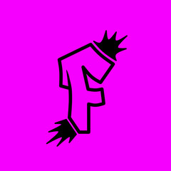 Letter F graffiti on purple background