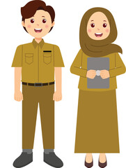 Illustration of Indonesian Civil Servants in Uniform
