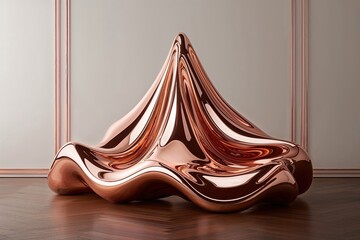 Obraz premium Prismatic Wavy Glass in Elegant Rose Gold and Copper Retro Futurism Style