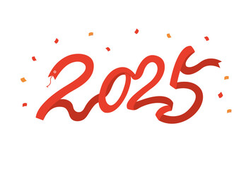 2025赤いリボンのタイポグラフィデザイン