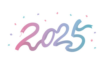 2025グラデーションリボンのタイポグラフィデザイン