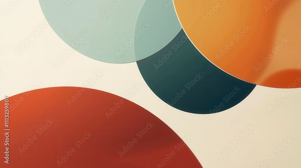 Poster minimalistic abstract design with colorful circles on a clean background
