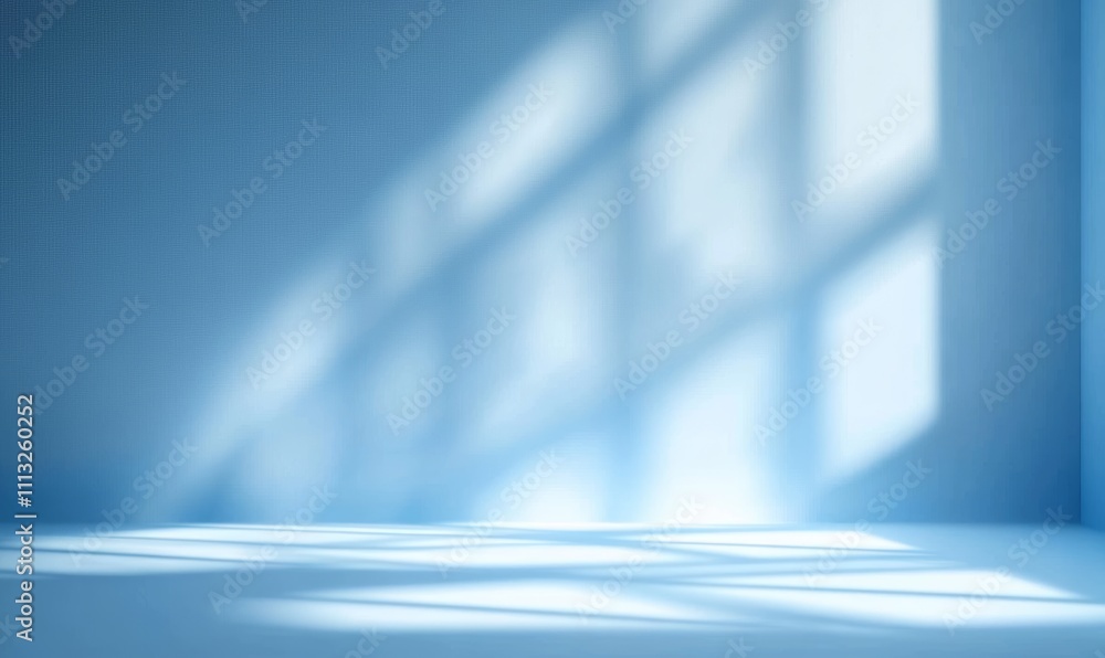 Poster Light Blue Minimal Abstract Background for Calm Product Presentation with Shadows and Soft Gradients