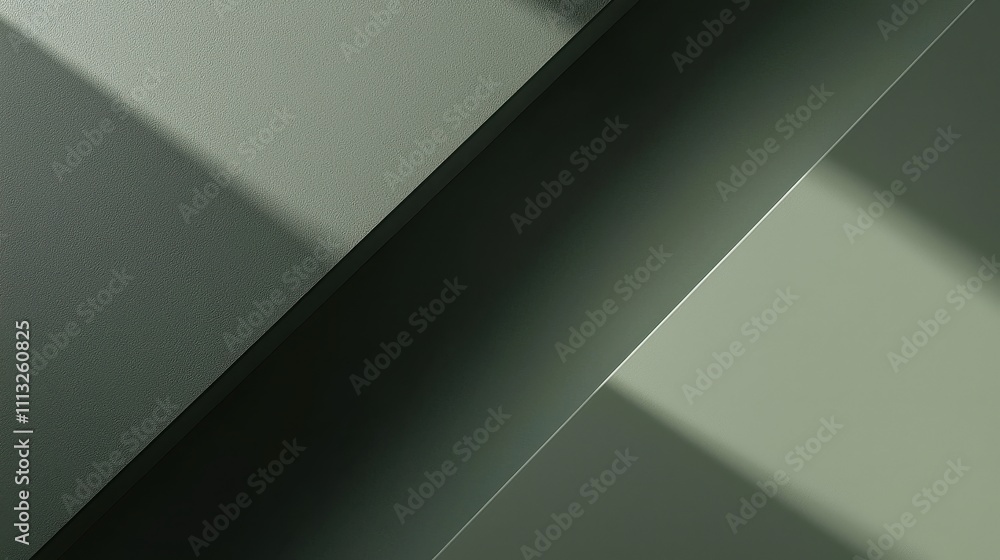 Poster minimalistic portfolio layout mockup with layered textures and soft shadows in green tones