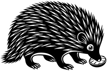 Cute porcupine sitting on a white background vector art illustration
