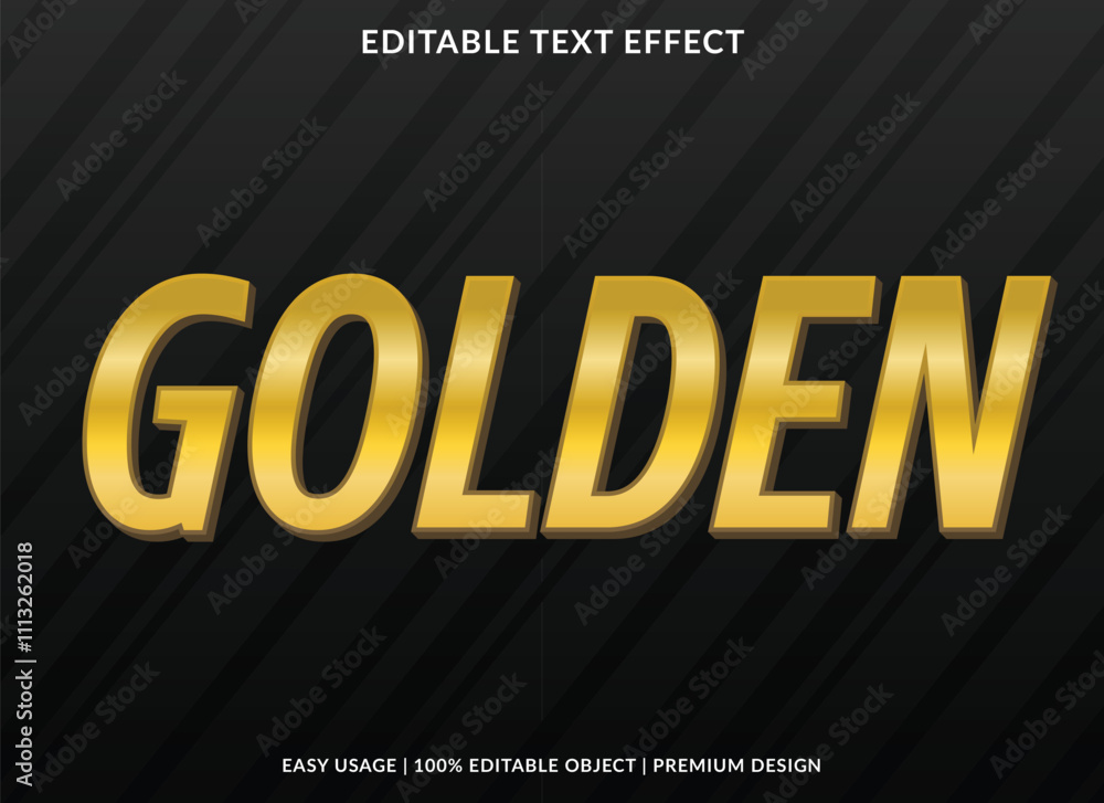 Poster golden text effect template design with modern and abstract style use for business logo and brand