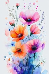 Vibrant Watercolor Flower Bouquet Illustration