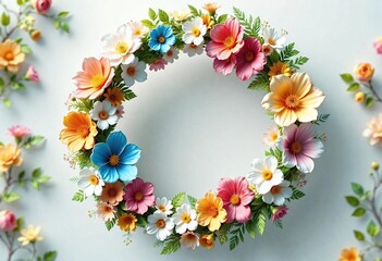 Whimsical floral wreath made from artificial flowers and greenery, DIY decor, summer wreaths, wreath making