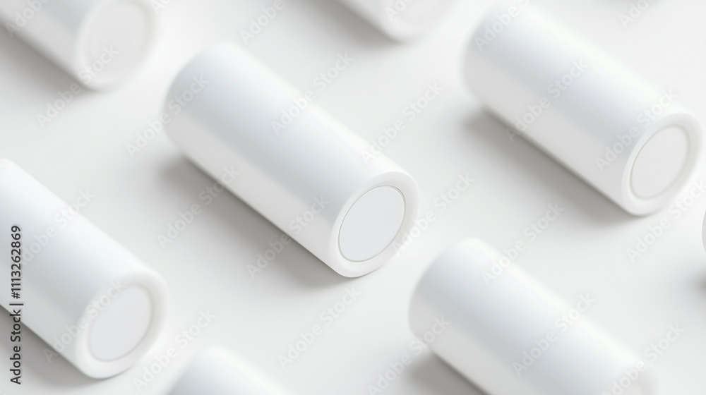 Poster minimalist battery power: a clean and simple image of white batteries arranged in a repeating patter