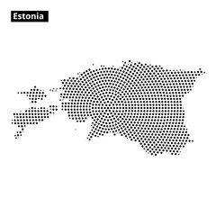 Detailed dot pattern map of Estonia highlighting geographic features and borders