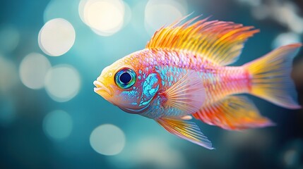 Fototapeta premium A vibrant, colorful fish swimming in a serene underwater environment.