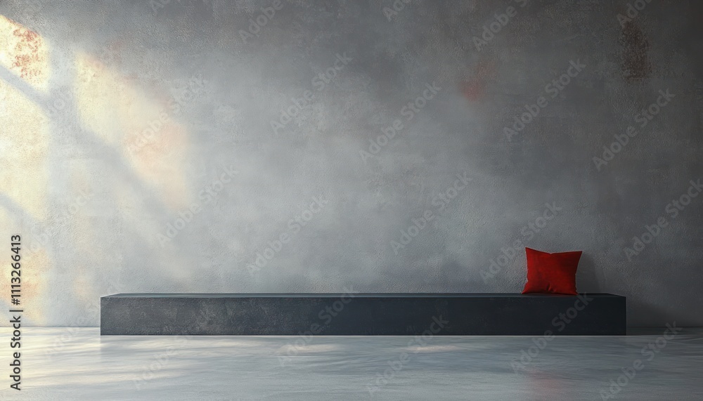 Poster modern minimalist empty room with textured gray wall and concrete floor for abstract design concept