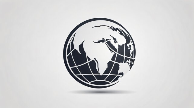 Stylized globe design featuring continents and latitude lines on a minimalistic background