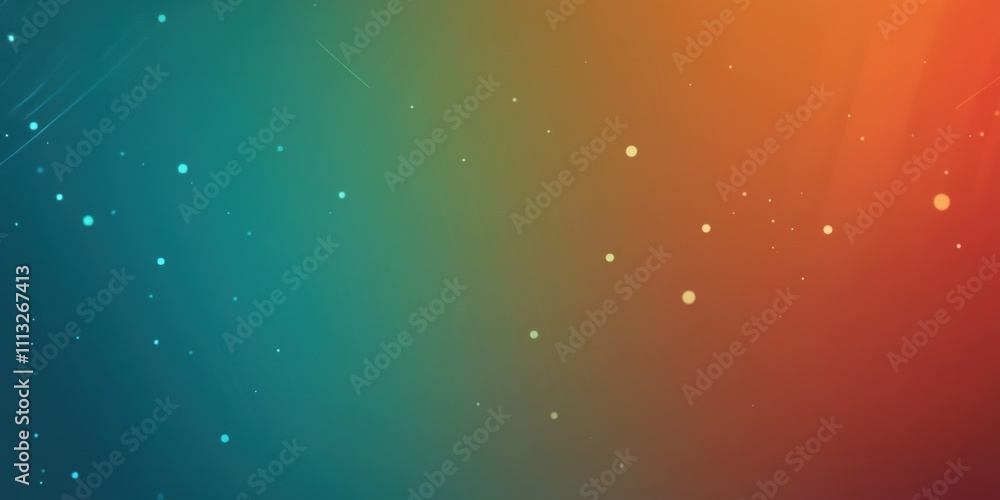Poster abstract teal and orange gradient background with floating particles: a serene digital art piece