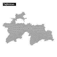 Map of Tajikistan illustrating geographical features with dotted patterns