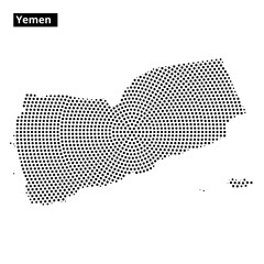 Map outline of Yemen with dotted pattern highlighting geographical features