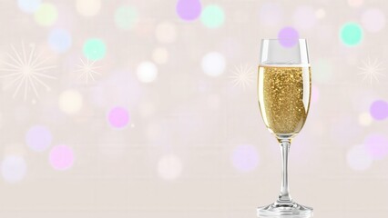 Celebrate in Style with a Sparkling Champagne Flute against a Festive, Bubble Background - Perfect for Holiday Greetings and Special Occasions