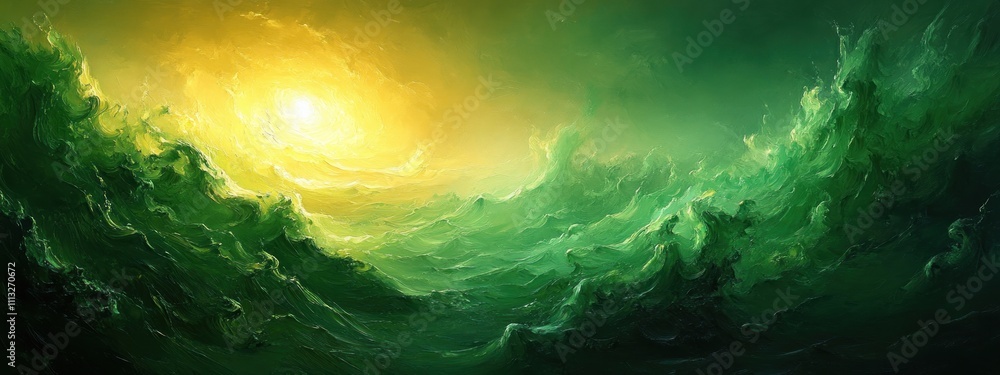 Poster abstract green flowing waves texture background for graphic design and web illustration