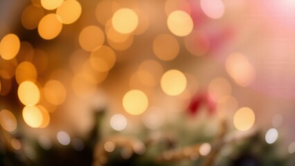Fototapeta premium Warm Golden Holiday Lights Bokeh Background Perfect for Festive Greeting Cards and Invitations