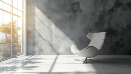 Minimalist Indoor Scene with Textured Gray Wall and Soft Diffused Lighting for Abstract Design Concept