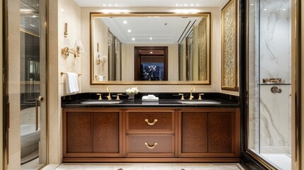 Fototapeta premium Elegant Luxury Bathroom Design with Modern Fixtures and Details