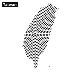 Map of Taiwan with dotted pattern highlighting its geographical outline