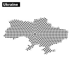 Ukraine outline map filled with dot pattern showcasing geographical features clearly