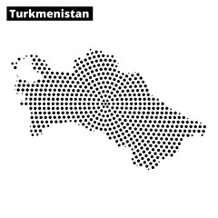 Fototapeta premium Outline of Turkmenistan displayed with dotted pattern on a textured background