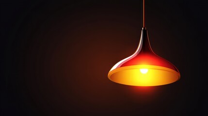Fototapeta premium A Single Red and Gold Hanging Lightbulb