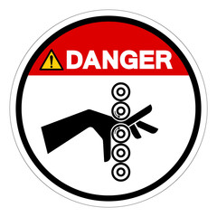 Danger Hand Entanglement Rollers Symbol Sign, Vector Illustration, Isolate On White Background Label. EPS10