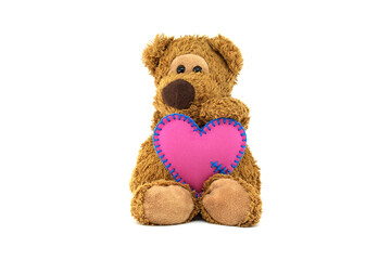 Adorable Teddy Bear Holding a Pink Heart Symbol of Love
