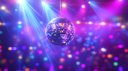 Obraz premium Music stage. Dance floor. Disco ball show performance begin with lighting and amplifier. Led screen concert illuminated by spotlights