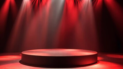 Empty theater stage with red lighting and