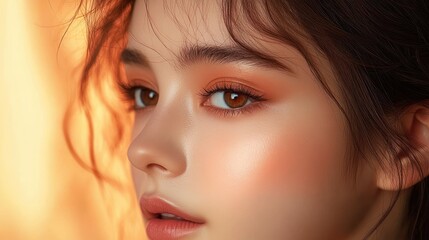 Close-up Portrait of a Woman's Ear and Profile in Soft Lighting