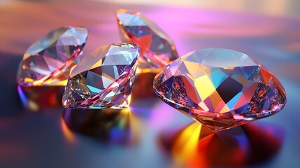 Sparkling Diamonds Reflecting Vibrant Rainbow Hues