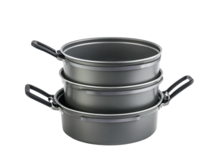 Three pans stacked on top of each other