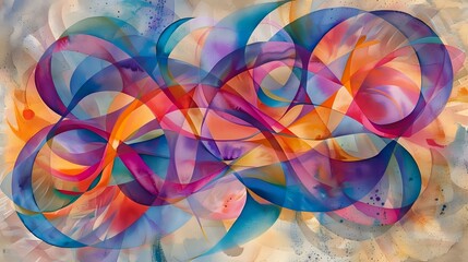 Fototapeta premium Vibrant abstract ink swirls blending with fluid shapes, evoking movement and creativity in a dynamic composition.
