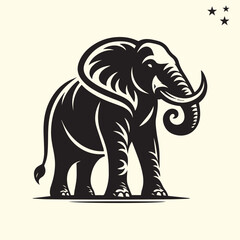 Fototapeta premium black elephant silhouette vector, Elephant logo silhouette vector.